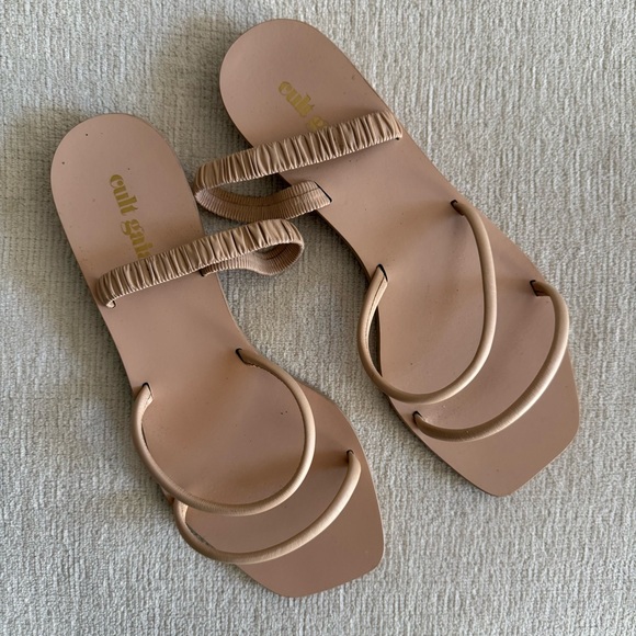 Cult Gaia Natural Nude Leather Sandal Strappy Simple Size 36.5
